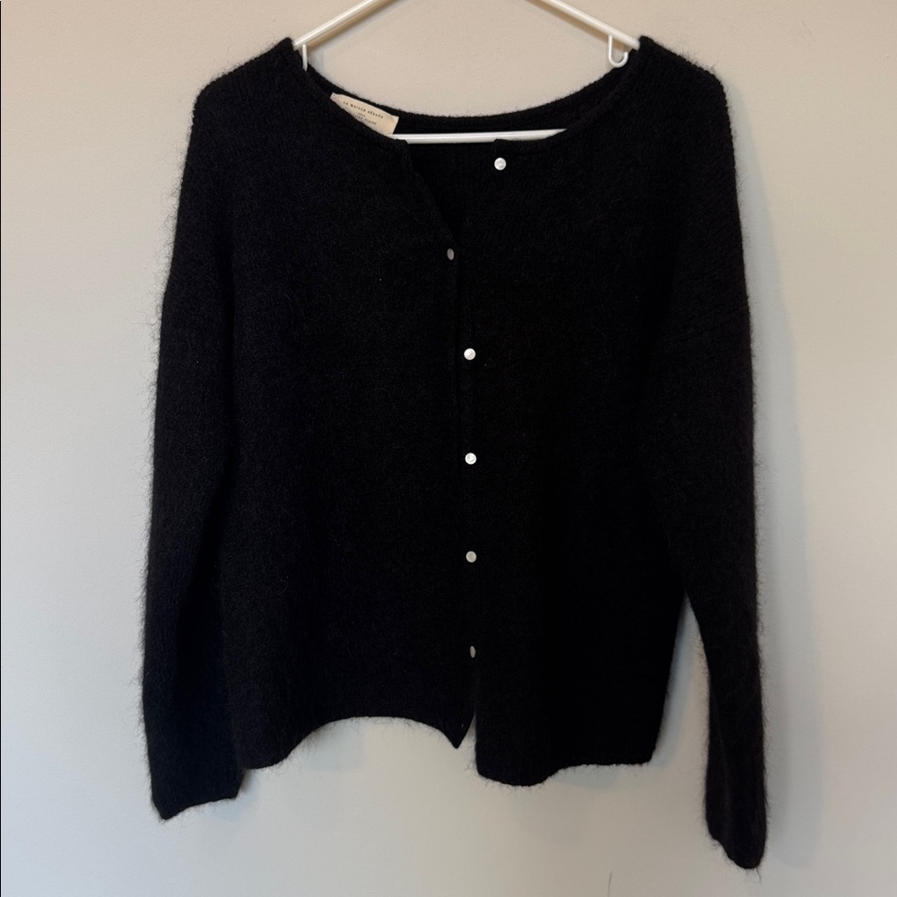 NWOT Sezane Gaspard Mohair Cardigan in Black - XL - Picture 3 of 7